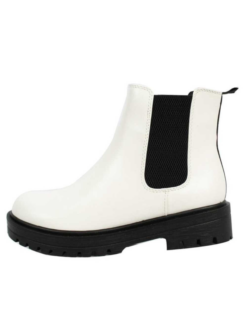 Soda Women's Faux Leather Round Toe Chelsea High Top Platform Ankle Boot White - Picture 2 of 8